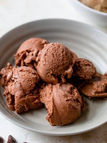Bowl of chocolate protein ice cream