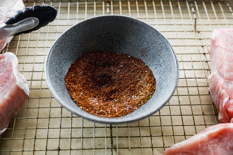 Bowl of seasoning for pork chops