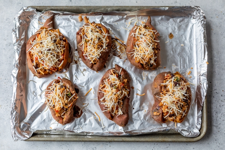 Sweet potatoes stuffed with filling