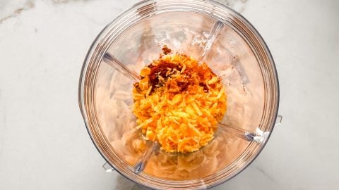 cottage cheese and spices in a mini blender