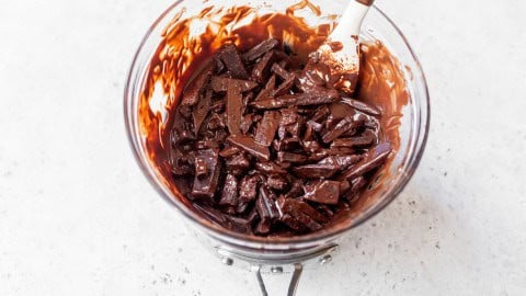 Chocolate melting in double boiler.